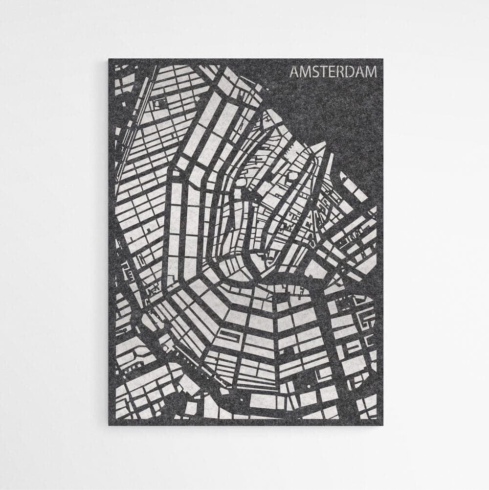 EASYfelt PET-vilt akoestische wandpaneel | City map Amsterdam | Zelfklevend